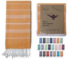 Turkish Beach Towel 100% Organic Cotton Extra Large Oversized (39 x 71 Turmeric Pestemal price