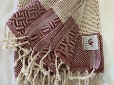 Silk Road Traders Turkish Towel / Throw Double-Weave Pestemal Red Pestemal price