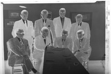 (1) B&W Press Photo Negative Group Men Posing at Table in Suits Papers - T2618 Photo Papers & Acetates price
