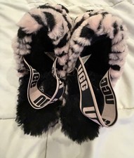 UGG Fluff Yeah Women’s Slide Slippers Pink/Black Animal Print Faux Fur US 9 Slippers price