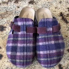 New Sundance Women’s Purple Plaid Felt Buckle Clog Slippers EU 41 US 10 Slippers price