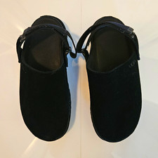 UGG Women’s Black Suede Goldenstar Clog Slippers Slip-On Closed Toe US 8 Flat Slippers price