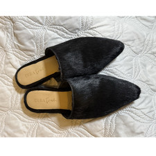 Diba True Black Real Fur Mule Shoes Pointed Toe Slip On Womens 8 Worn Once Slippers price