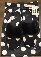 Victoria's Secret Women's Slide Slippers Black/White Polka Dot Faux Fur 5-6 Slippers price