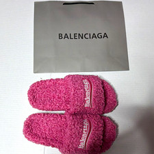 Balenciaga Furry Slide Pink Faux Fur Slide Slippers Unisex US 8.5/9  EU 40 *RARE Slippers price