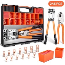 Complete 245PCS Battery Cable Lug Crimping Kit with Dual Pliers Copper Ends Handheld Terminals price