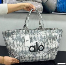 NWT Authentic ALO Yoga Tote Bag Gray Tie-Dye Cotton Canvas Large Gym Travel Women's Sports Bag price