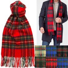 Mens 100% CASHMERE Made In SCOTLAND Royal Stewart Check Plaid Tartan Long Scarf Men's Scarf price