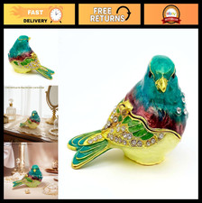 Turquoise Green Bird Trinket Box with Crystals - Hinged Jewelry Storage for Ring Jewelry Boxes price