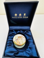 Halcyon Days Enamel Box CAT AMONG DAFFODILS Round Screw Top Vintage NIB NOS Jewelry Boxes price