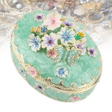 Hand Painted Enamel Jewelry Box Vintage Metal Organizer (Blue) Jewelry Boxes price