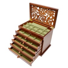 Kendal 6 Layer Wooden Jewelry Box Jewelry Holder Organizer w/ Rose Leaf Pattern Jewelry Boxes price