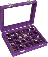 Velvet Jewelry Box 24 Grid Jewelry Ring Display Organiser Box Tray Holder Earrin Jewelry Boxes price