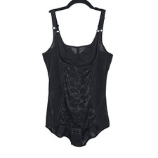 FRANATO Bodysuit Shapewear Women 2XL Black Mesh Floral Front Zip Corselette Faja Inner Bodysuit price