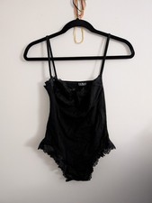 ZARA'S Black Lace Trim Zipper One Piece Bodysuit Women Size S Sexy Inner Wear Inner Bodysuit price