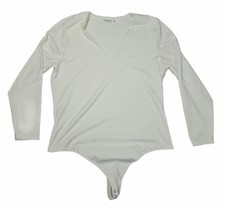Abercrombie & Fitch Soft A&F Long Sleeve V-Neck Bodysuit White Size XXL Thong Inner Bodysuit price