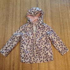 Carter's Girl's Size 7 Fleece Lined Coat Hooded, Zip Up Leopard Print Pink Grays Girls' Coat price