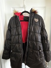 Black Puffer Coat With Faux Fur Hood.  Kids Girls Large.  Perfect For Winter. Girls' Coat price
