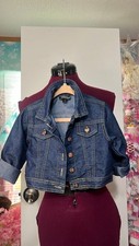 Picapino Denim Jacket Kids 3T Dark Wash Good Butterfly Buttons Cropped Girls' Coat price