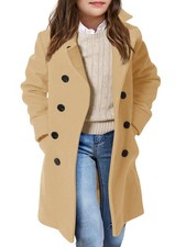 Haloumoning Girls Double Breasted Trench Coat Kids Notch Lapel Long Peacoat with Girls' Coat price