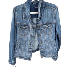 Gap Girls Blue Denim Jacket M Button Front Long Sleeve Collared Pockets Short Girls' Coat price