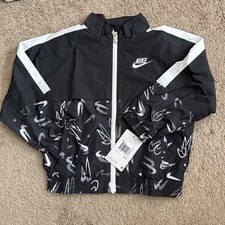 NIKE Black  Girls Print Windbreaker Jacket NWT $60 36K062-023 Size 4-6 Or 6x Girls' Coat price