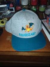 Pokemon Charizard Snapback Hat Youth OSFM Gray Teal Adjustable Baseball Cap 2022 Kids' Hat price