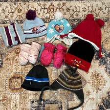 Kids Winter Knit Beanie Hat Lot, Multicolor, Elsa Anna Mickey Pom Kids' Hat price
