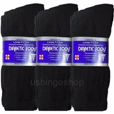 3 Pairs Black Men Loose Fit Top Circulatory Diabetic Crew Socks Cotton 10-13 Men's Socks Set price