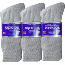 3 Pairs New Gray Men Loose Fit Top Circulatory Diabetic Crew Socks Cotton 10-13 Men's Socks Set price