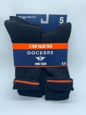 NEW 5 PAIR PACK DOCKERS SMART 360 FLEX MENS SPORT CREW SOCKS BLACK SIZE 6-12 Men's Socks Set price