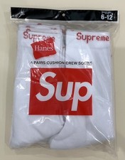 Supreme X Hanes Crew Socks - White, 4 Pack, Size 6-12 Men's Socks Set price