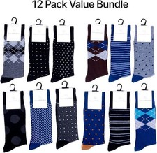 12 Pack Men’s Dress Socks – Argyle & Classic Patterns –  Gift Set Men's Socks Set price