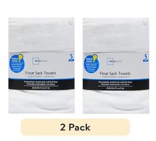 Mainstays White Flour Sack Kitchen Towel Set, 5-Piece pack of 2 Kitchen Textile Set price