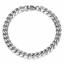 Men's Chain 7mm Stainless Steel Bracelet Silver Curb Cuban Silver Bracelet price