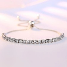 925 Sterling Silver Tennis Bracelet Zircon Crystal Chain Women Wedding Jewelry Silver Bracelet price