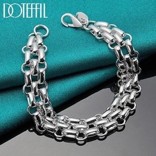 925 Sterling Silver Women Lnterlocking Circle Bracelet Chain Fashion Jewelry Silver Bracelet price