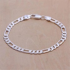 8mm 925 Sterling Silver Figaro Bracelet – Chain for Men & Women, 20 cm Jewelry Silver Bracelet price