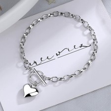 Beautiful Heart Charm Bracelet 925 Sterling Silver Women Girls Jewelry Gift UK Silver Bracelet price