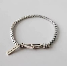 Vintage Thick Box Chain Bracelets Women 925 Sterling Silver Jewelry Gift 7 in Silver Bracelet price