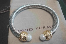 New.DavidYurman.Sterling.Silver Pearl Cable Classics Bracelet 7mm Silver Bracelet price