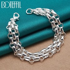 925 Sterling Silver Women Lnterlocking Circle Bracelet Chain Fashion Jewelry Silver Bracelet price