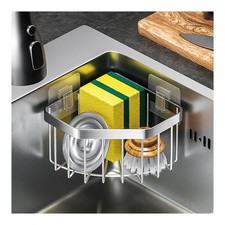 Kitchen Sink Caddy Corner Sponge Holder Organizer, Stainless Steel Adhesive with Corner Shelf & Sponge Holder price