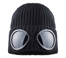 Goggle Beanie Hat - unisex, one size fits most, black Unisex Beanie price