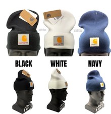 Carhartt Unisex  Knit Cuffed Beanie Hat, Black, White , Navy  - One Size Unisex Beanie price