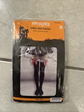 NIP Lace Garter w Red Ribbons Lolita Black Socks 29" Over the Knee High Momentum Knee-High Socks / Garter Stockings price