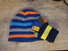 Wonder Nation Baby Boy Striped Beanie Hat & Gloves Set OS Fits 6-18M Baby Gloves price