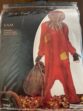 Spirit Trick 'r Treat Sam Child Costume 8-10 Jumpsuit Mask Fingerless Gloves Baby Gloves price