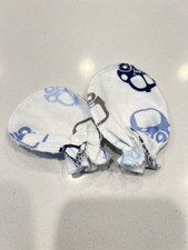 Baby No Scratch Mittens Blue Car Print Newborn Infant Cotton Gloves Unisex Pair Baby Gloves price
