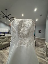 Oleg Cassini white straples wedding gown size 8 t& veil with Swarovski crystals Wedding Dress price
